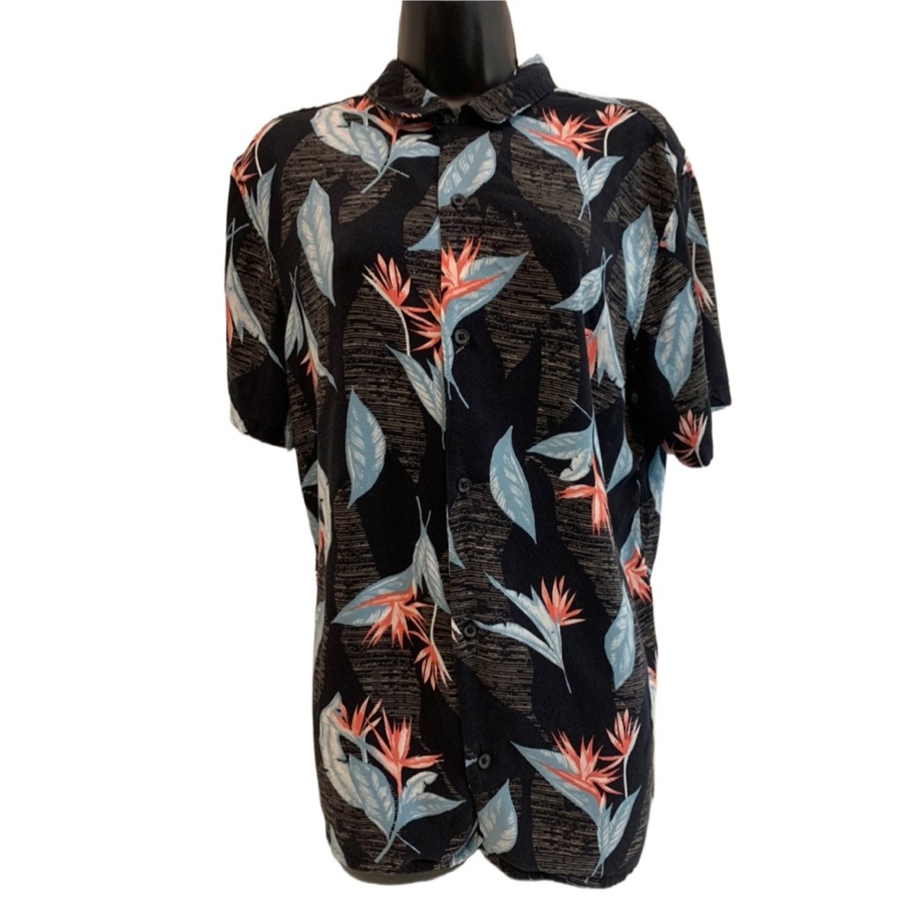 George Black and Blue Floral Men's Vacation Shirt